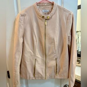 Calvin Klein Women's Cream Leather Jacket